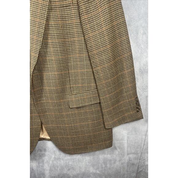 Lauren Ralph Lauren Mens Blazer Jacket Houndstooth Brown Tan 100% Lambswool 42R - Picture 4 of 8